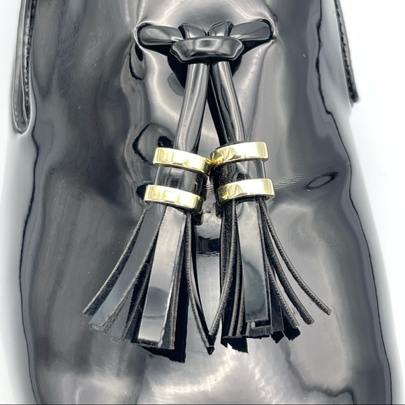 ZARA | Tasseled Black Patent Leather Style Loafer Flats | Size US 6.5 / EUR 37 - Picture 5 of 13